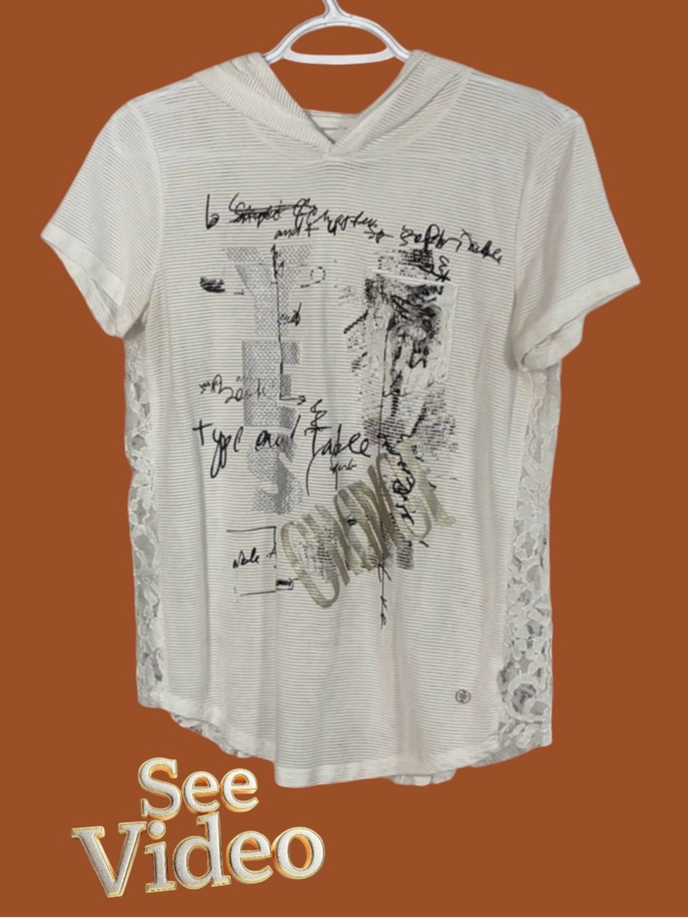 👛(ANY 2/$30) POINT ZERO White Grafitti Hoodie Transparent Lace Back